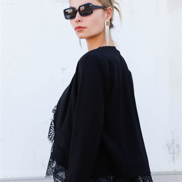 Black Lace Inset Jacket - Picture 2 of 5